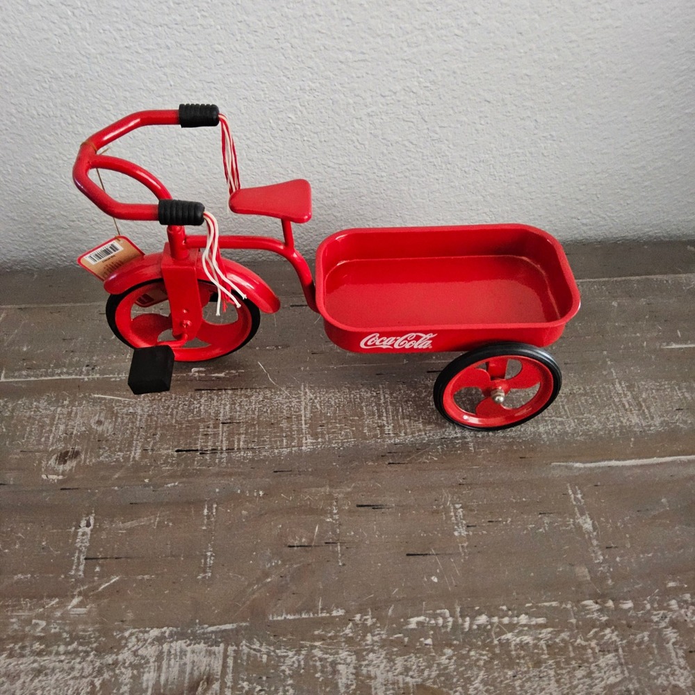 Coca-Cola Boyd's Bear Metal Tricycle Wagon Figurine‎ Advertising Collectible
